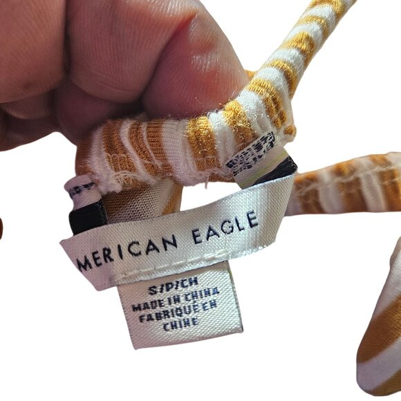 American Eagle Yellow & White Striped Halter Jumpsuit S Soft Fabric - Picture 6 of 9